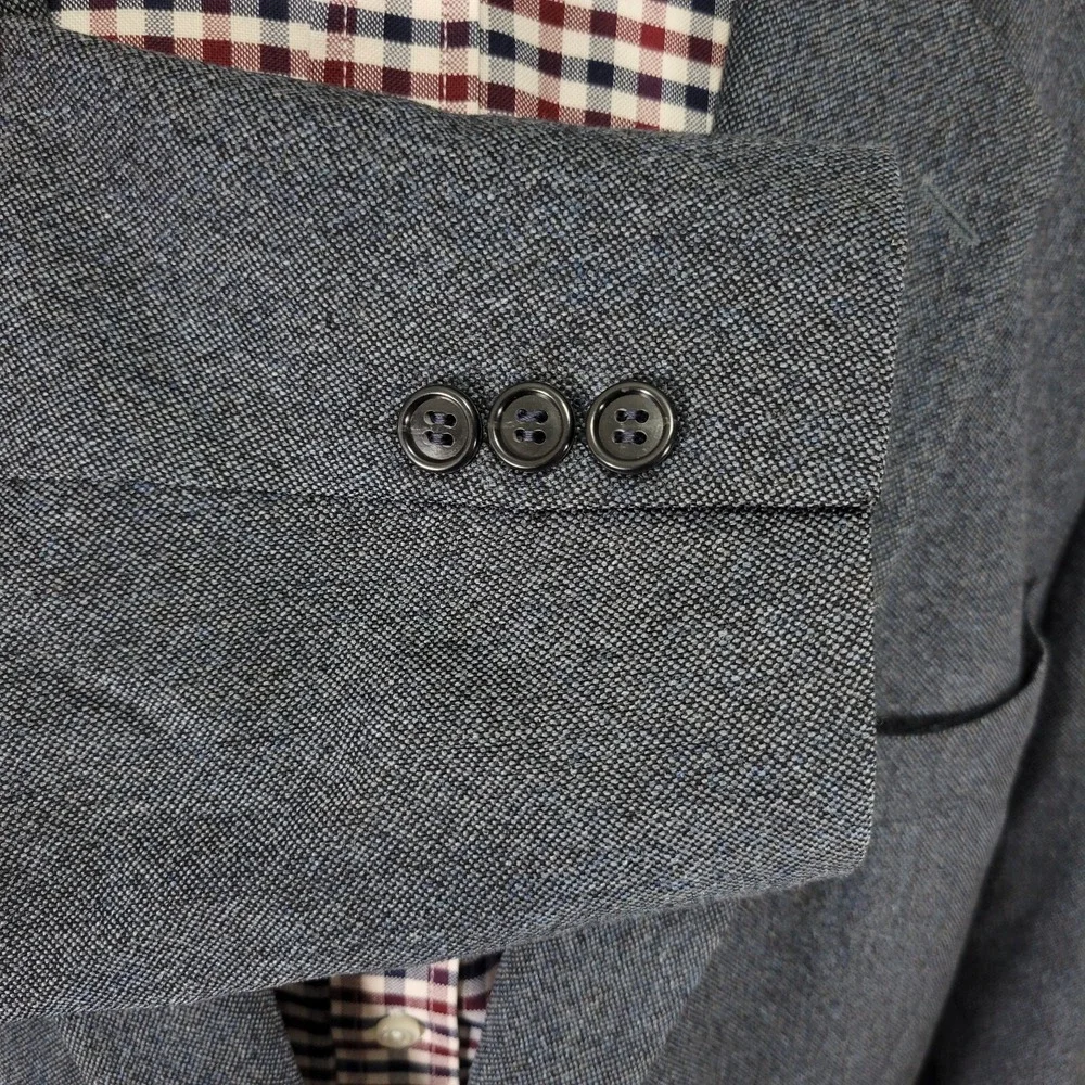 Paul Fredrick Men's Sport Coat Blazer Two Button Navy Wool‎ Flannel Size 50L
